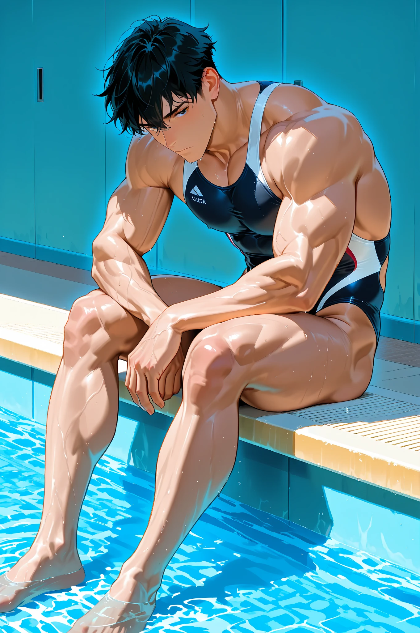 cartoon of a woman sitting on a bench in a gym, cell shaded adult animation, bodybuilder superhero bikini, muscular girl, cel shaded anime, sitting on top a table, chun li at the gym, most strongest pose, sitting on a table, rotoscoped, legs and arms, sitting dynamic pose, asuka as a surfer model, cel animation