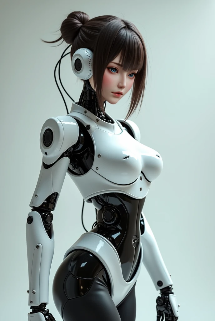 beautiful, masterpiece, best quality,perfect lighting, Adjutant, 1girl, solo, simple background, no humans, black background, joints, cable, tubes, upper body, pussy, medium breasts, nipples,