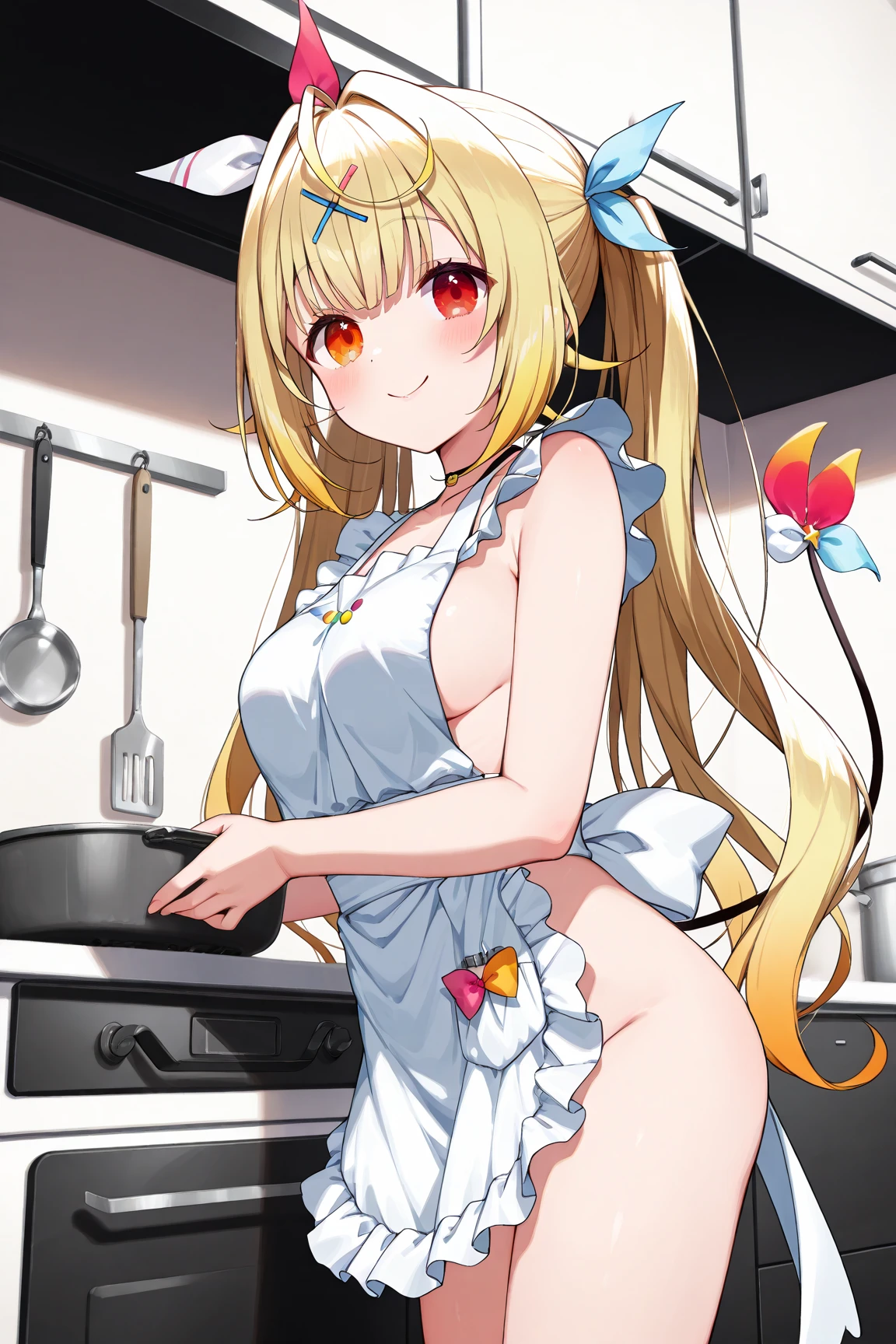 1Girl、 church,, classroom, garden, 、 kagamine rin , blonde hair、hair band、 long hair, 、 nsfw,, (wearing nothing: 1.5), large breasts., 1 girl,, cooking, empty eyes ,, , ahoge, , street, shrine, sea, ponytail