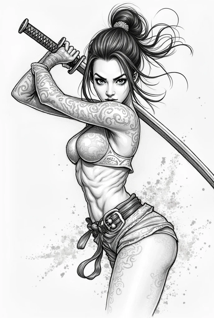 Make a drawing of a katana