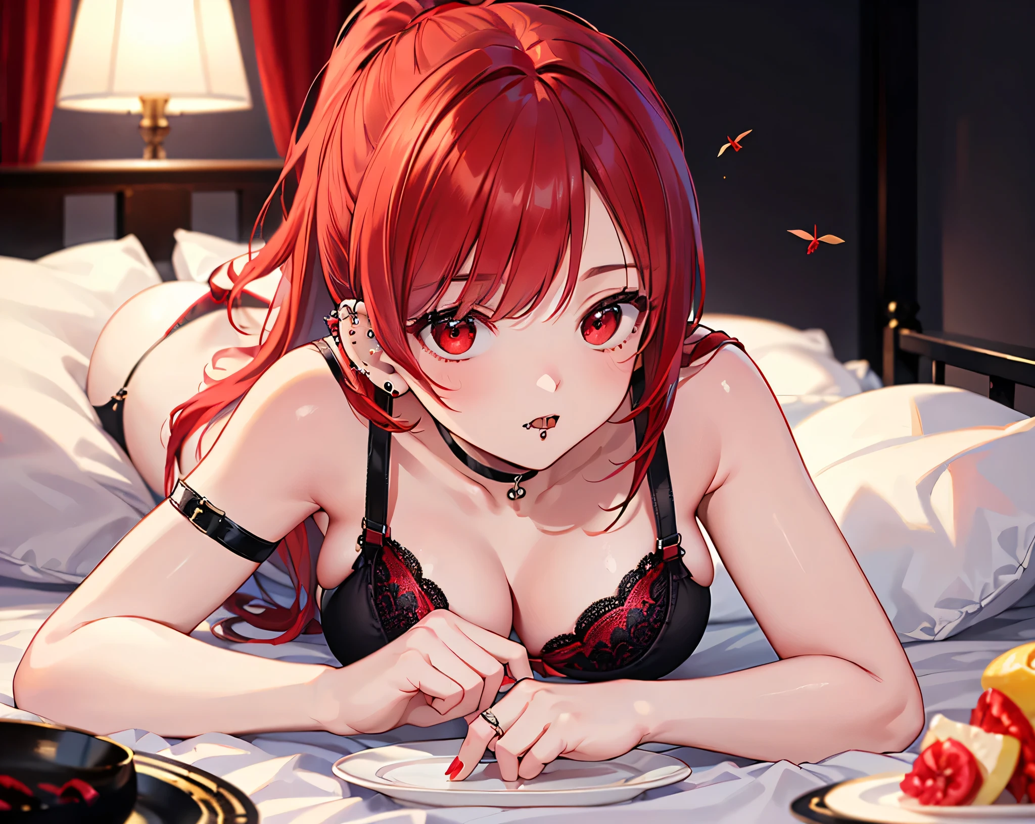 Realistic,highest quality, Super detailed, High-quality CG rendering, The most delicate and beautiful, floating gently, High resolution, (1 girl), (Best image quality,4k,8K,masterpiece:1.2) , (All red-haired:1.5),(Medium Hair:1.5),(Red eyes:1.5),(Completely naked:1.5)
Collapsed in bed,Defeated,,(Slightly larger breasts:1.5),Sleep,Are sleeping,