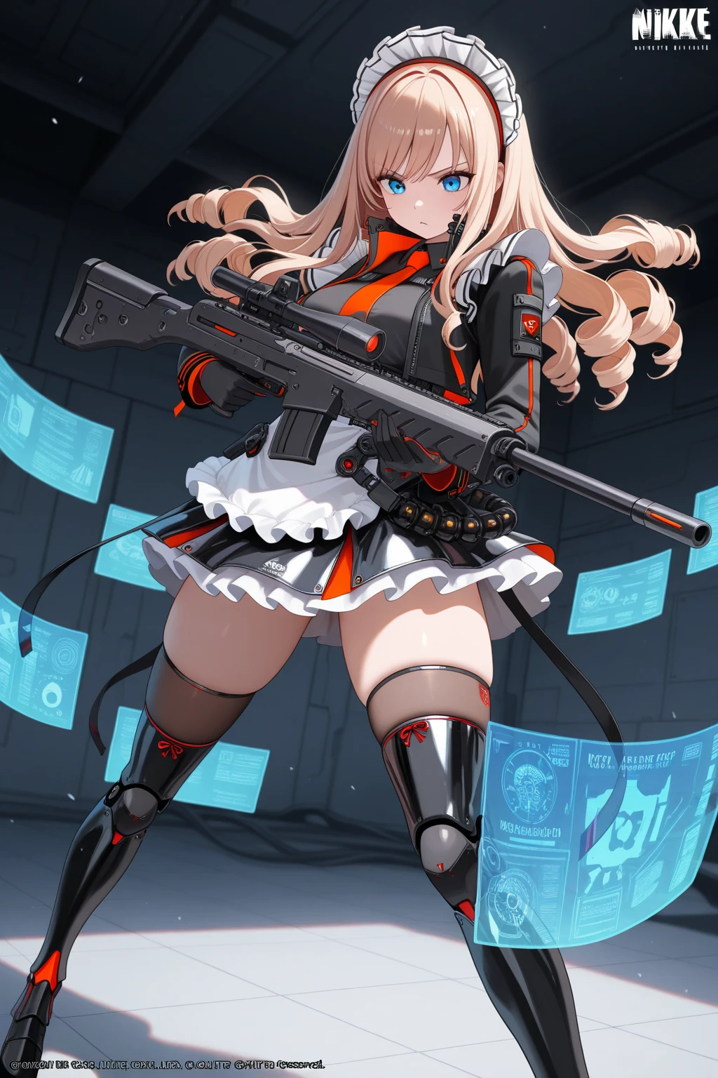masterpiece, Best Quality, High resolution), 1 girl, aayami, by the wide, two sides up, hair ornament, bare shoulders, black dress, clothing trimming, separate sleeves, belt, thigh strap,Whole body,Legs together,a hand holding a gun,pointing at the viewer with the weapon,a hand giving the middle finger,Flushed face,standing,20 years older,White background,legs in sight,feet in sight