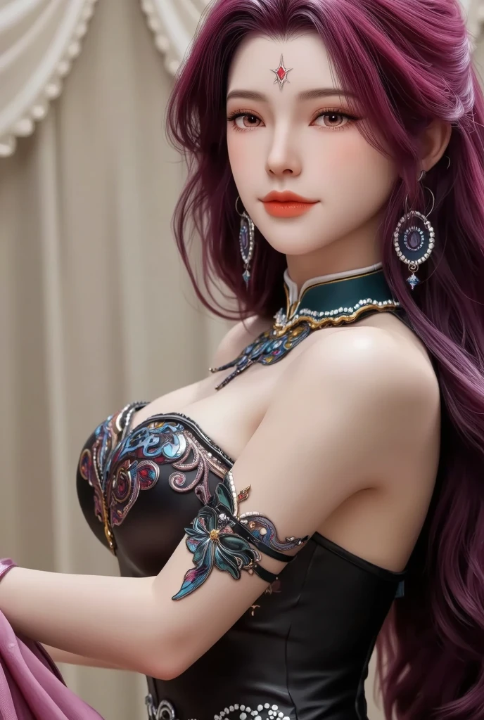 Royal princess,Extremely detailed, Delicate face, Stock Photography , Portrait 400, F1 Camera Lens.6, rich and colorful, Surrealism, Realistic textures, Dramatic Lighting, Thin Film Distiller 800 (8K, original photo, Better quality, masterpiece: 1.2), Extremely detailed, (Extremely delicate skin: 1.2), 8K ultra high definition, SLR camera, Soft Light, high quality.Fire Queen,Blue pupils,Wear red lipstick,Have a tattoo,The tattoo is very three-dimensional,Gorgeous and intricate tattoo designs,Dark eyeshadow,Sexy thick lips(Red lipstick),Gorgeous pearl and gemstone decoration,Cleopatra wore jewelry made of gold and precious stones.,The stunning Queen,breasts symmetrical
