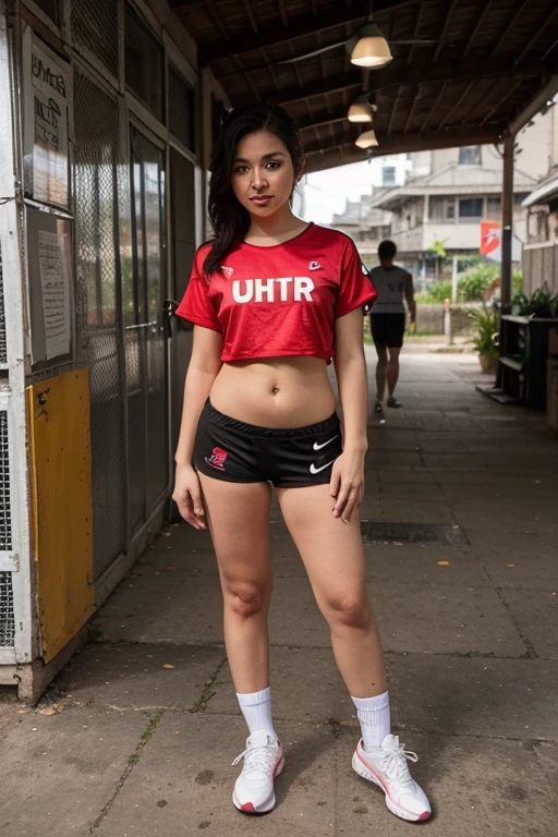 La misma Mujer peliroja con poca ropa en un bosque