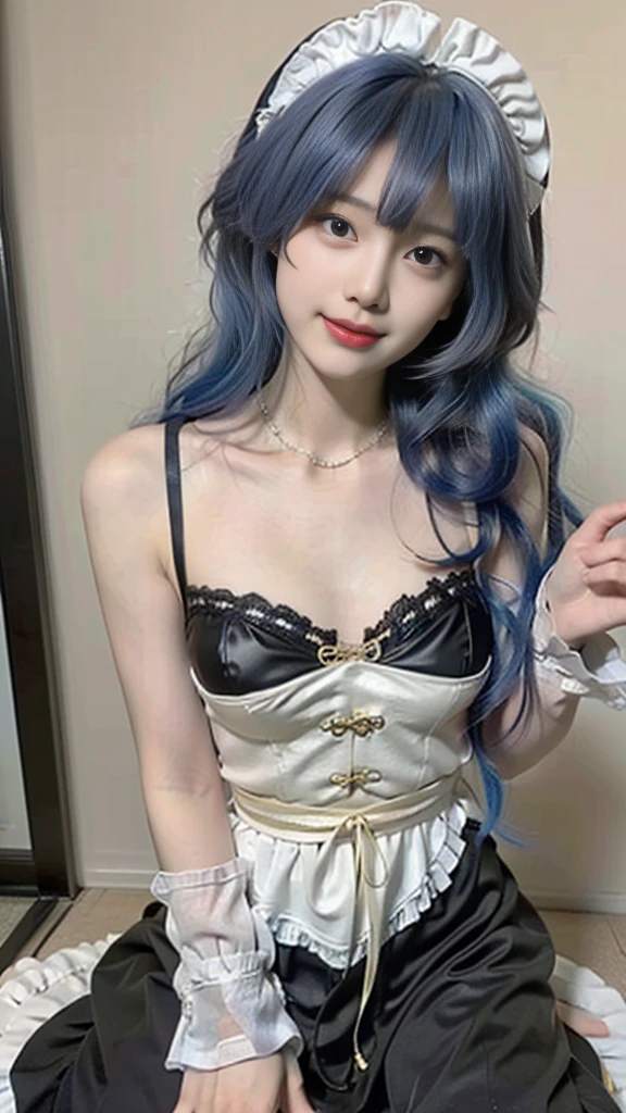 (((maid clothes)))), (((big)))), drunken eyes, Hatsune Miku, sexist, big breast, strap less