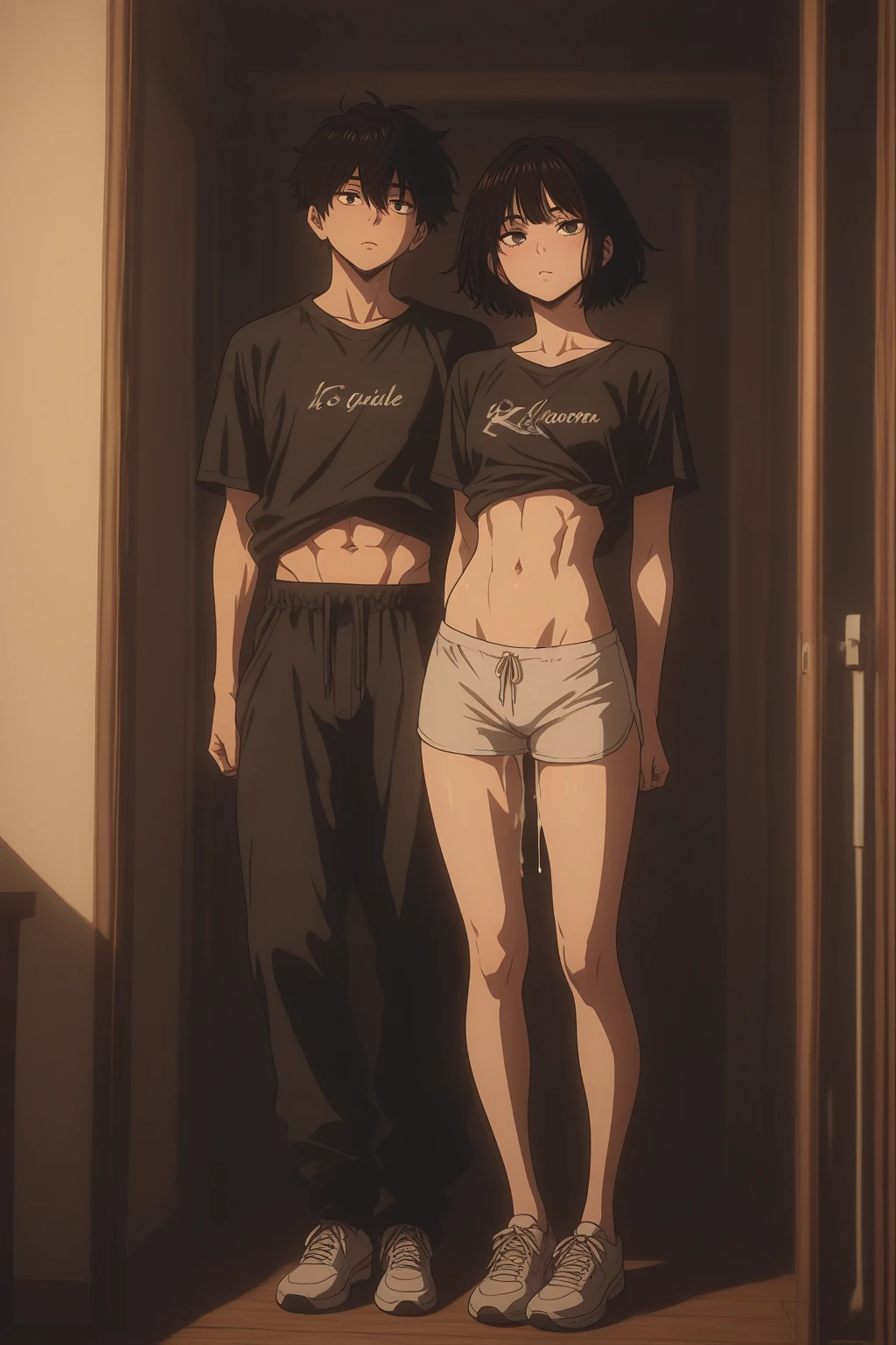 14 year old boys, a woman and a man, Very good friends, almost boyfriends, one with two arms and two legs and the woman with two arms and two legs one with almost black hair and the woman with half brown hair half black and half red the woman's hair color is mixed