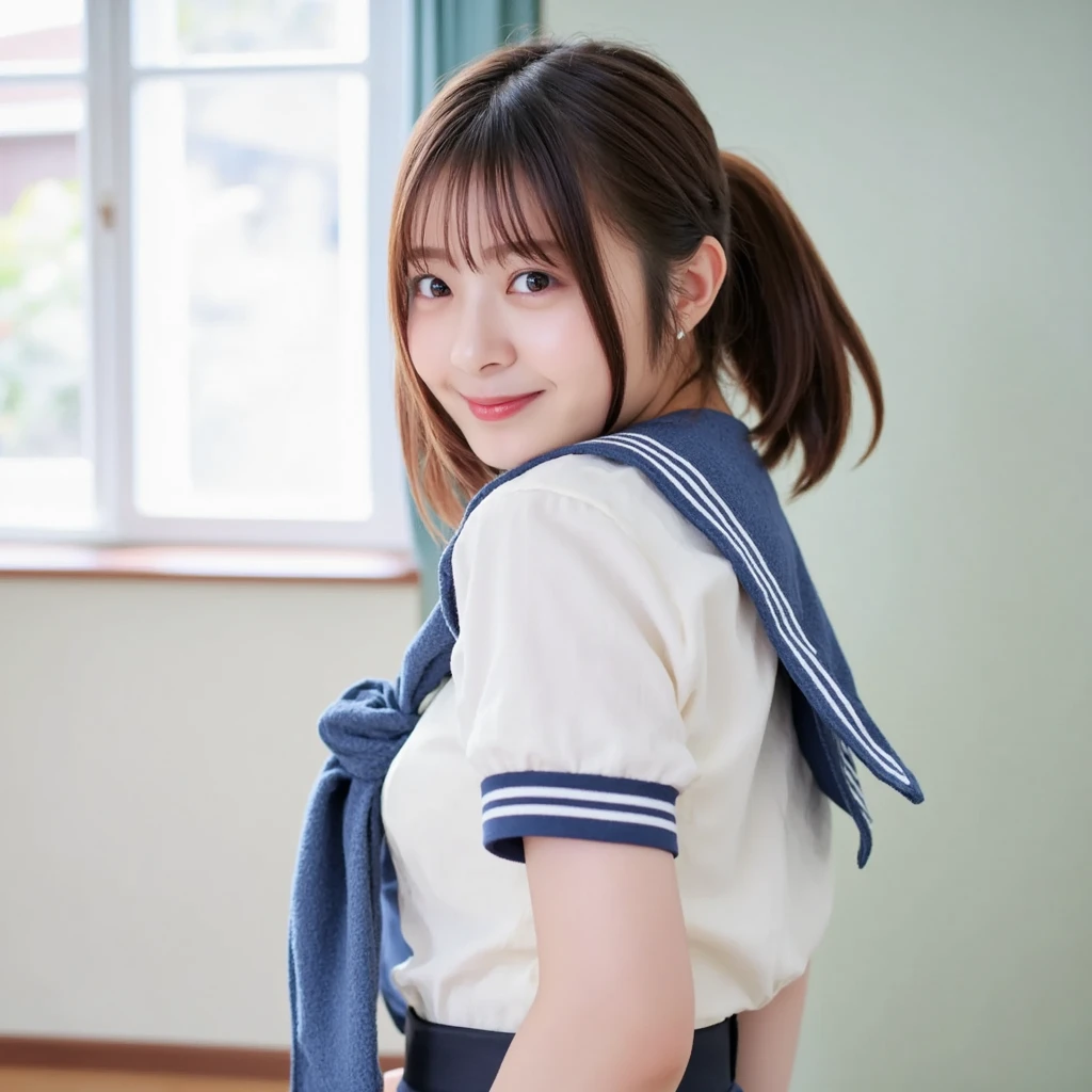 (cubby ass:1.3), (huge hip:1.3),(double eyelies:1.3),(long eyelashes:1.3),(white panties:1.3),(Looking directly at Viewer:1.3),(bigsmile:1.2)32K, masterpiece, Raw photo, Best Quality, Photorealistic, Highly detailed CG Unity 32K wallpaper,(Extremely beautiful face, Beautiful lips, Beautiful eyes), intricate detailed face, ((Ultra detailed skin)) 1girl in, Cutest Pretty Japanese girl, Super Idol, 1 girl,(Happy smile), Clear eyes, (pale skin), (Big eyes:1.2), (Brown hairs), thick thighs, ,balanced elegant face, drooping eyes,