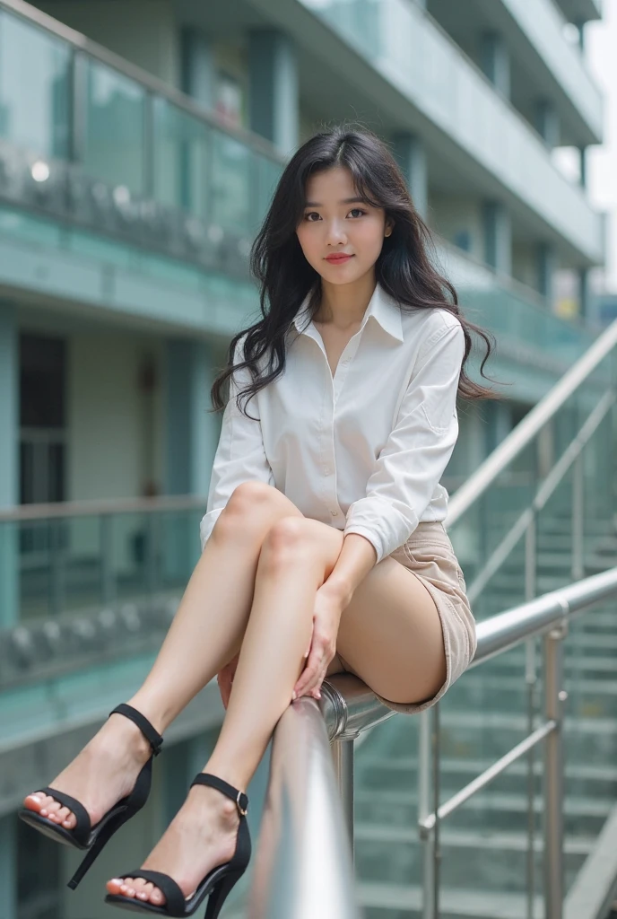 (((Telegraph slang)))、((girls high school Uniforms))、((１person))、close to the topic、((Stunning buildings)))、(((slaugh)))、(((girls high school)))、((Beauty))、((cute sexy pose))、realistic、beautiful and delicate eyes、surrealism、high contrast、Ultra HD、realistic skin texture、Best image quality、top quality、bianca、Dark Blonde、blue eyes、long hair、hair setting、The hair is loosely braided and falls over the shoulders...、laugh、accessories on wrist、Slim but well-proportioned and muscular body、laugh、big bust、laugh、Tall、wear sandals、me&#39;m I go shopping at a nearby supermarket..、pushing a cart、No panties, no bra.、NSFW,