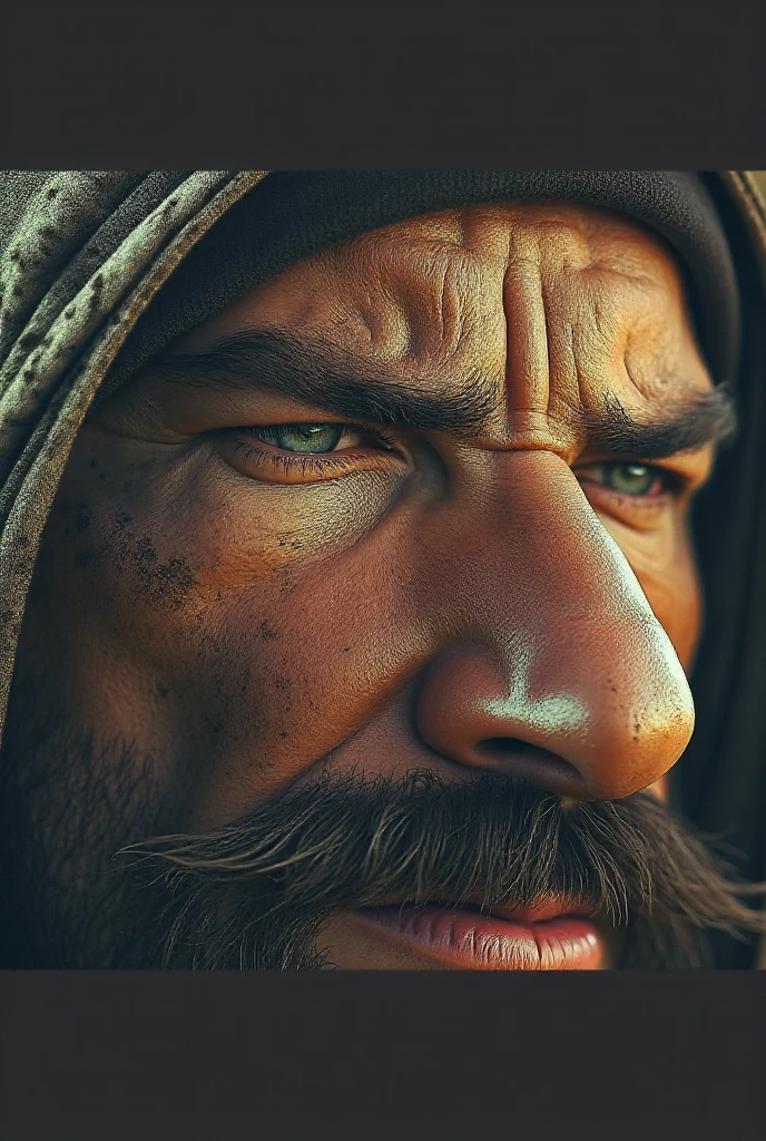 Man retreated with a surprised and frightened face.