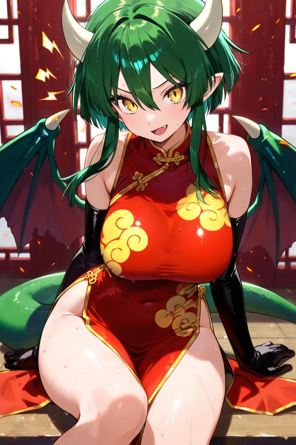 nsfw:1.5,1 mature female,Age 25,(A female fighter is surrounded and attacked by multiple goblins during a battle.),Goblin in heat,monster,(blush,Are crying:1.5、tears),((Torn china clothes:1.5)),(Torn clothes:1.5)、Dynamic pose,Dynamic Angle,Micro Panties、Huge Breasts:1.5、((Overflowing Sex Fluids:1.2))、vagina、SEX、boss goblin、gang rape、(Moss green penis)、A male goblin in heat and erection、Goblin pulling clothes、Wide-open legs、Fuck from behind、Side Ponytail