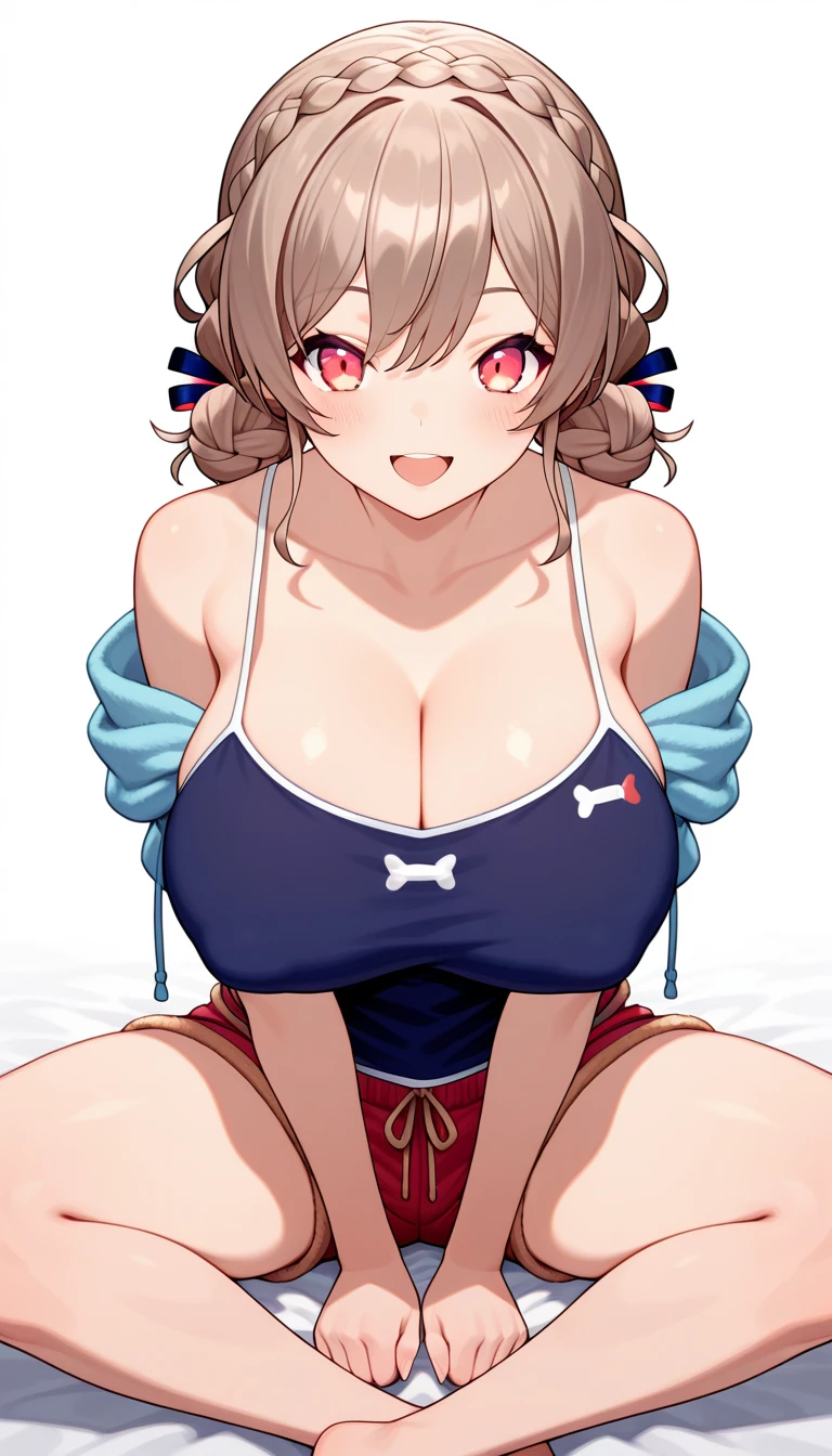 masterpiece,best quality,high resolution,nsfw,((1girs:2,solo:2)),amano_megumi,16years old,baby face、((thong:2,big breasts:1.8、big ass:1.4,curvy))、green eyes, white pupils, bright pupils, brown hair, twintails, breasts,Are standing、((embarrassed:1.9,blush:1.4,light smile)),micro Eyepatch bikini
