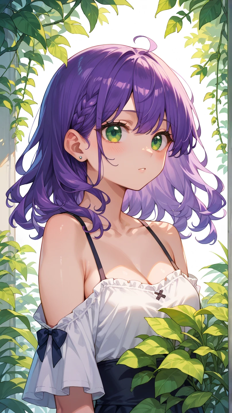1 sexy gothic monster girls, with long messy hair, dark green and purple hair, creepy hair ornament, flowers in hair, bugs in hair, lots of bugs in her curly hair, pretty face,very sweaty skirt, decorative underwear, cute aNtlers, teal skin tone, pink polka dots on her skin, big animal ears, anime style ,monster girl, seductive eyes, seductive smirk, PurPle tongue, purple drool, magenta eyes, happy, open mouth, the inside of her mouth is teal, sitting directly on pizza, her butt is right on the pizza, she's in the forest, the pizza she's sitting on is on a small tree stumP, corner view, she's turning her face to see the viewer, very sweaty, simple,damselpose, backshot, nice ass,wearing fashion thong underwear