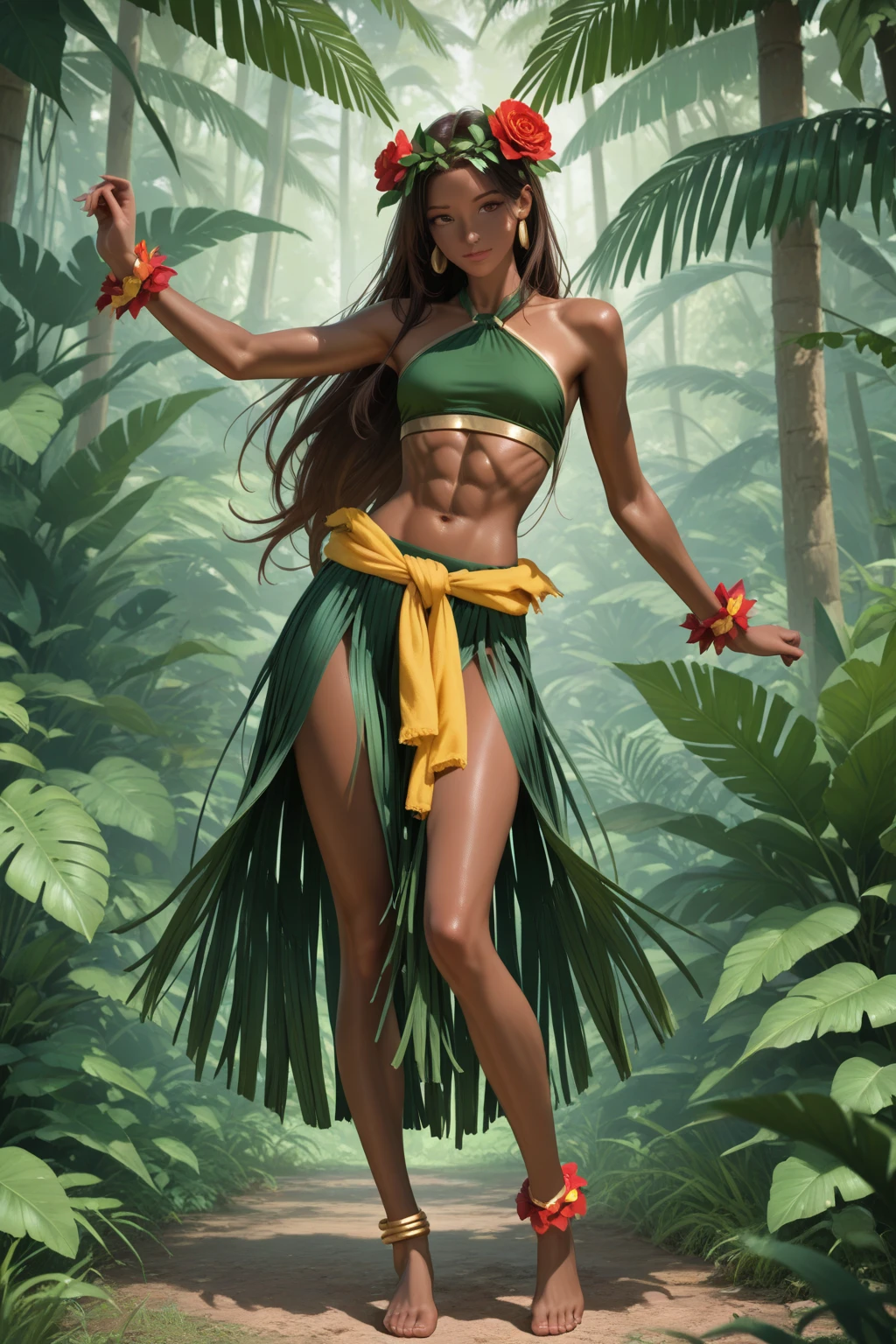 Un dibujo de una mujer en bikini con una lanza, gorgeous jungle ranger, beautiful rogue lady, Female rogue, inspired by José Comas Quesada, zorra, Pinup. lord of daggers, boceto coloreado, Retrato de Ororo Munroe, Comic book cover painting, Mark Schultz, inspirado por Shog Janit, Dibujo a todo color, Lady forest hunter