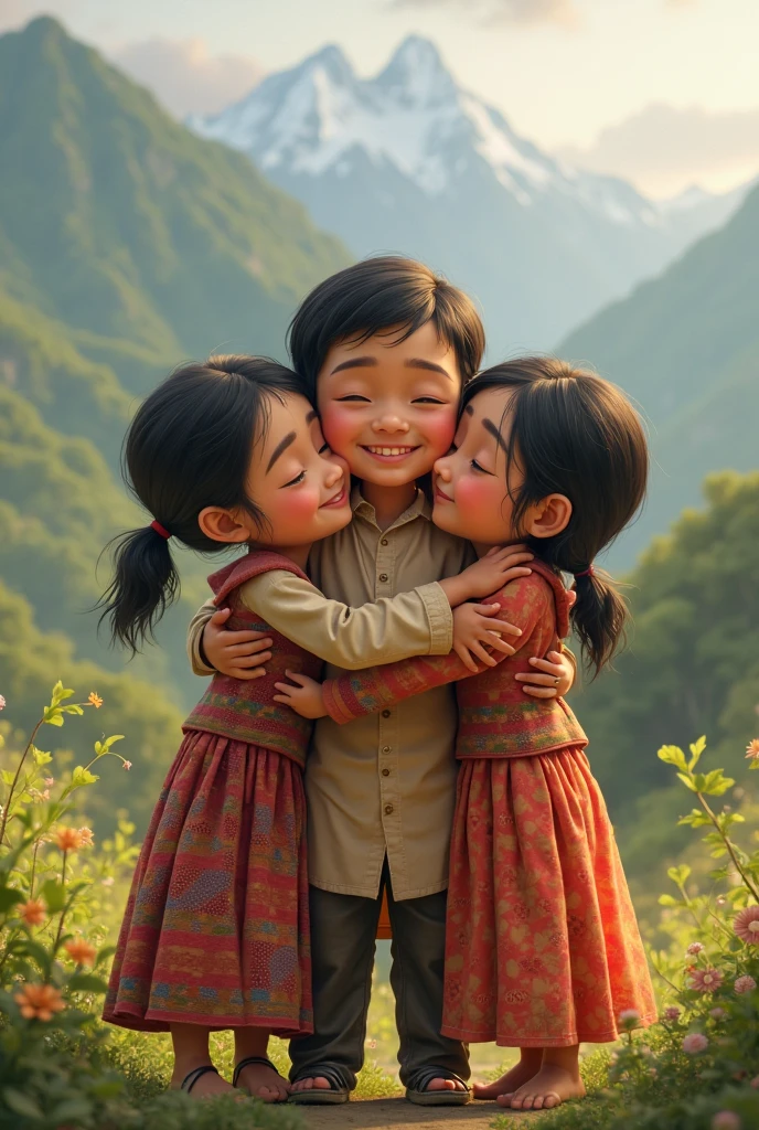 Little Bhutanese boy happy that at least he have his own brother 