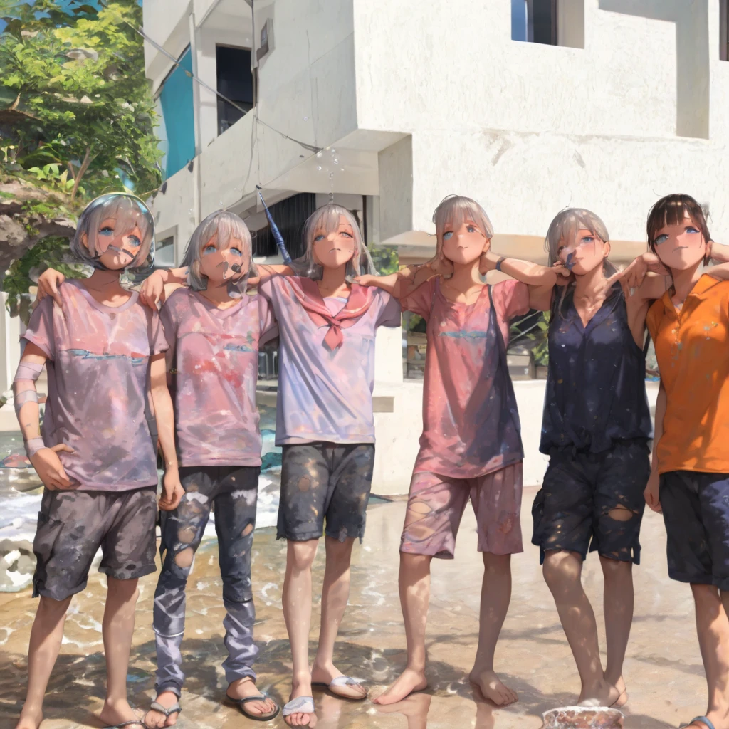 stylish pose. beautiful gira water flow in white, with nikon camera. boy wearing Dark red long t-shirt, Santosh All the boys have different names written on their T-shirts like Prince , Ravi ,Banshi , Ashish , Sanjay He is looking so cute, indian, stylish, and smart, smiling. some boy in back, full Blaring background, 4k high quality