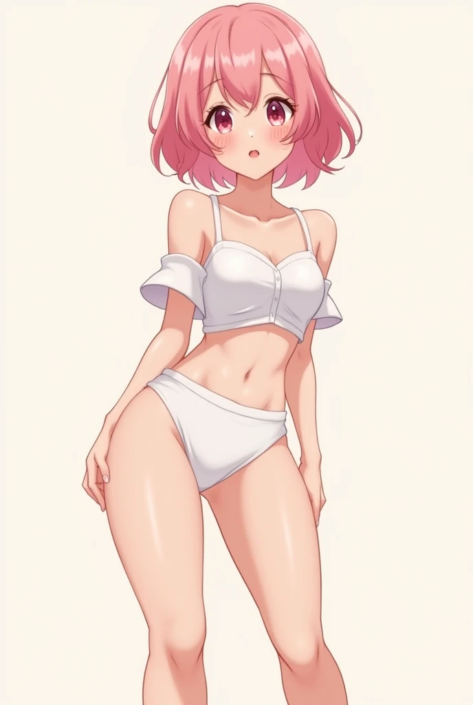 ,child,cute,pink hair,thick thigh ,mini camisole, thick thighs,flat chest,pink mini camisole,crop top,raiden, loli,child,flat chest,fullbody,perfect thighs,standing, thick thighs, blushing,loli,, standing straight, head to toe capture on the frame,loli,, toes,bare feet,, ,white background, cute,open abdomen,perfect body ratio, body ratio, white background, front facing, looking at viewer, ,, baby girl