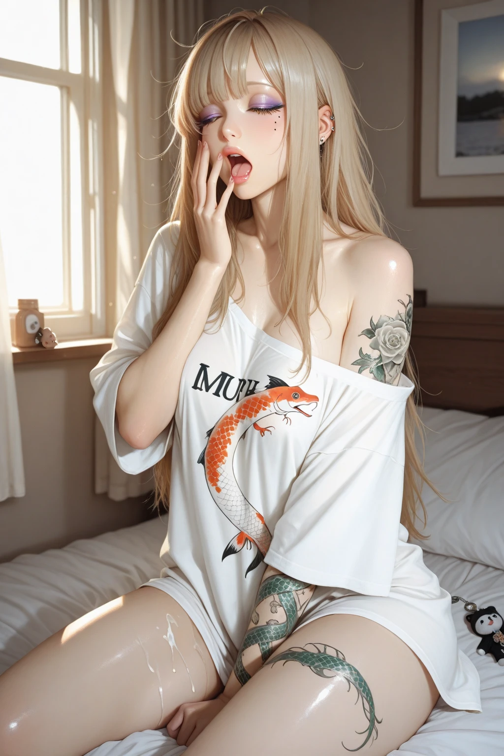 (anime art of pre adult teenager cute boy, character, realistic, long silver blonde hair, cute,shirt less, green eyes, on brown sofa, Korean style house, expensive decorations, realistic feminine face boy,wet body , (studio ghibli style art:1.3), sharp, very detailed, high resolution, inspired by hayao miyazaki, anime, art from ghibli movie:1.2), masterpiece, 4k, best quality, anime art