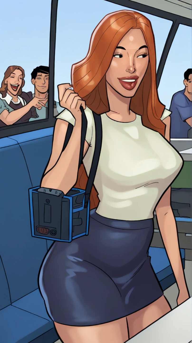 puro rubi, uma mulher vestindo camisa de gola alta, selfie no carro 