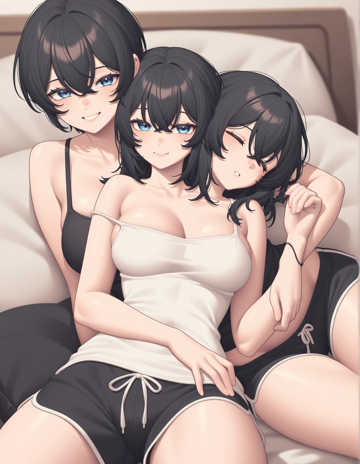 NSFW:1.9 Feeling good and screaming Opening her mouth wide and screaming Tears Cumming Squirting Old school swimsuit:1.9 Spread your legs:1.9 Nude photos of penis in pussy:1.9 Pussy, breasts, sex, missionary position, anime drawings with clear colors, tall women:1.9 Scream:1.9. Lie on the bed with your legs wide open:1.3 Sweat, breasts, buttocks, troubled face, glaring, wrinkled brows, flushed cheeks, night:1.3 Apartment bedroom, white sheets, short black hair, ponytail:1.9 Straight hair, bangs swept to the side:1.9. Slanted eyes, brown eyes, tall, big breasts, strong-willed, beautiful