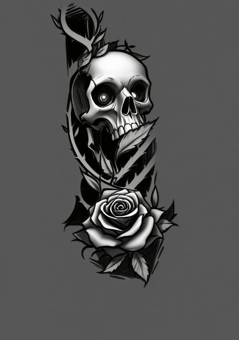Let's draw a cute gray soft-lined skull character