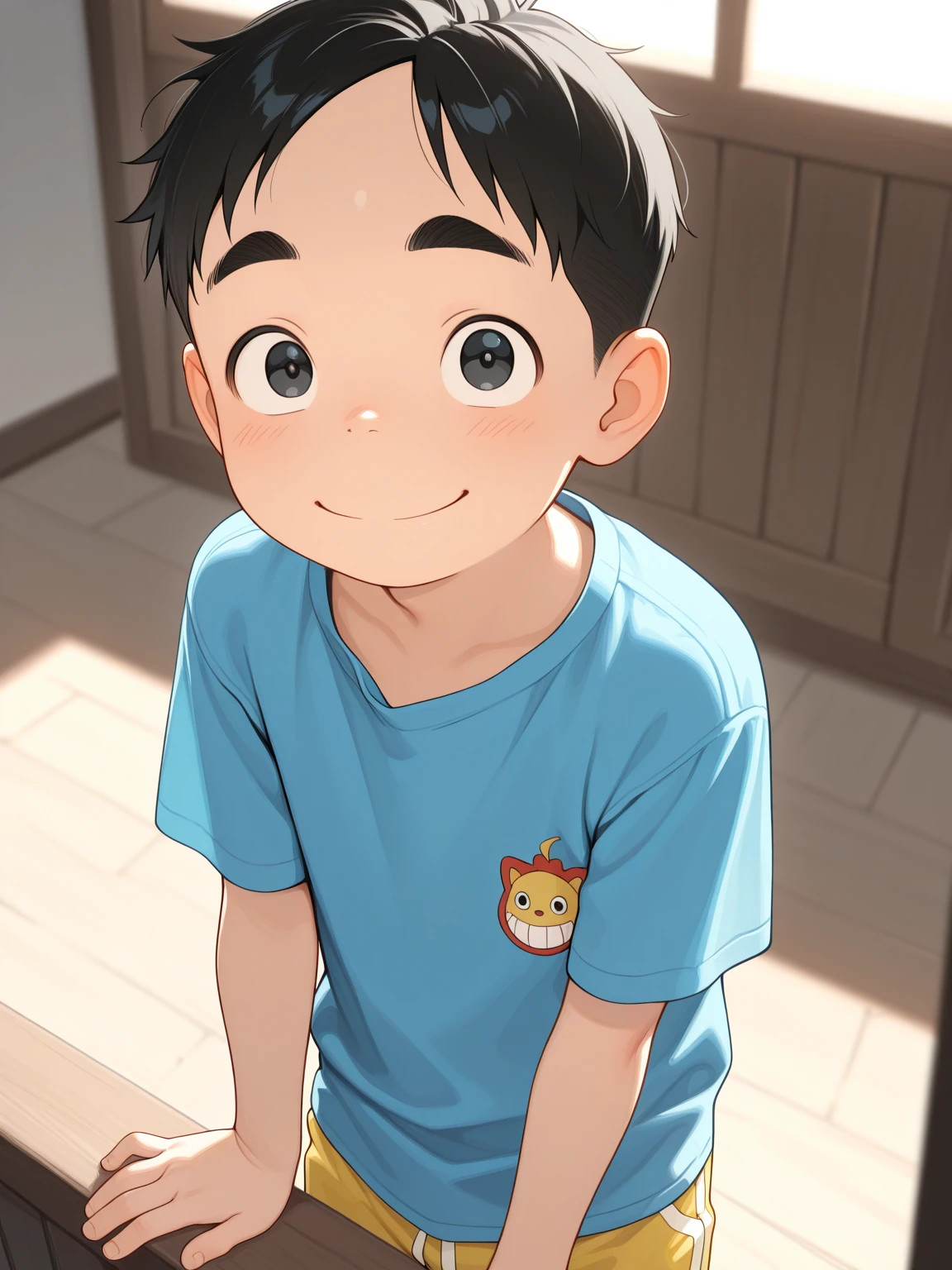 Amidst the playful laughter, we focus on Minh, a young boy with bright, curious eyes, exploring the family garden. As he digs into the soil, his eyes widen in surprise and wonder as he unearths a small chest filled with shimmering gemstones.