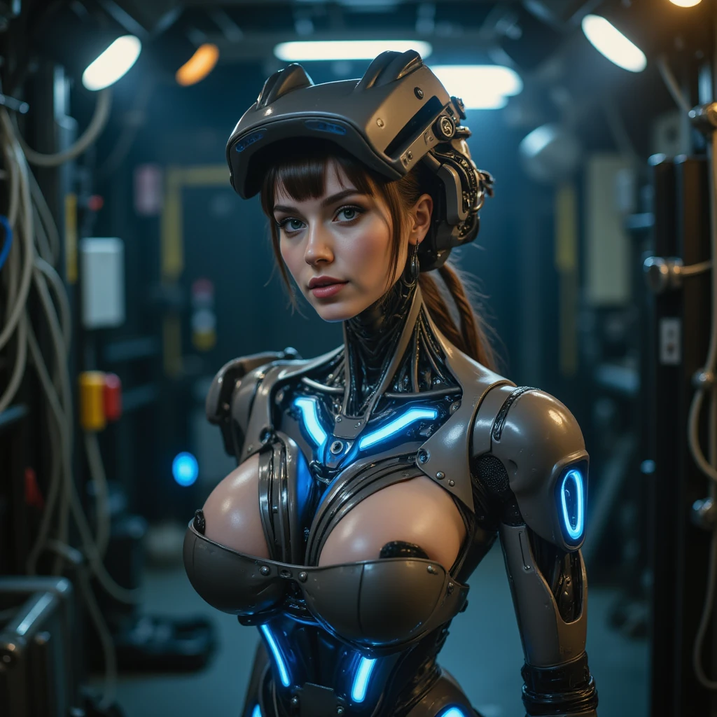 (Background of skimpy mechanical girl and octopus alien)、（Mystical expression）、highest quality、masterpiece、Super high resolution、(Photoreal:1.4)、RAW photo、1 girl、glowing skin、(((1 Mechanical Girl)))、Heavy chest、（red metalボディスーツ）、(Natural alien background to fight aliens)、(Small LED)、((Super realistic details))、vertical giant monster background),global illumination、Shadow、octane rendering、8k、super sharp、Robot background、big breasts、Raw skin exposed in the cleavage、red metal、intricate decorative details、Japan details、very intricate details、realistic light、(Mystical expression),CG Society Trenlow Eyes、Eyes shining towards the camera、Mechanical marginal blood vessels connected to neon detail tubes)、(Wires and cables connecting to the head)、Small LED、,mechanical thighs、two stock、（Hands are also made of machines）、roboT、future alien、Please wear a mechanical helmet、transparent face guard on helmet、