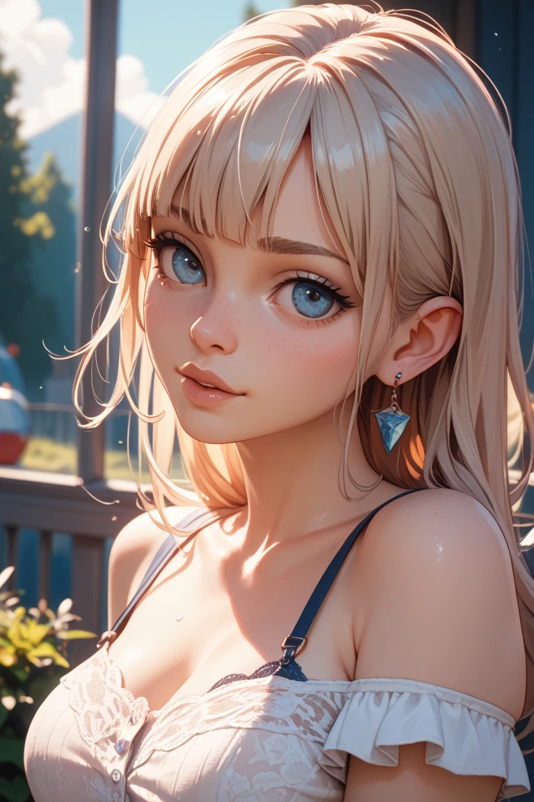 Anya Taylor-Joy (Masterpiece, Superior quality, Best Quality, Official Art, beautiful and aesthetic:1.2), (beautiful face), extremely detailed,striking,more detailed, (playa), bright Eyes, medium chest, (white micro bikini:1.2), ((yoimiya def))