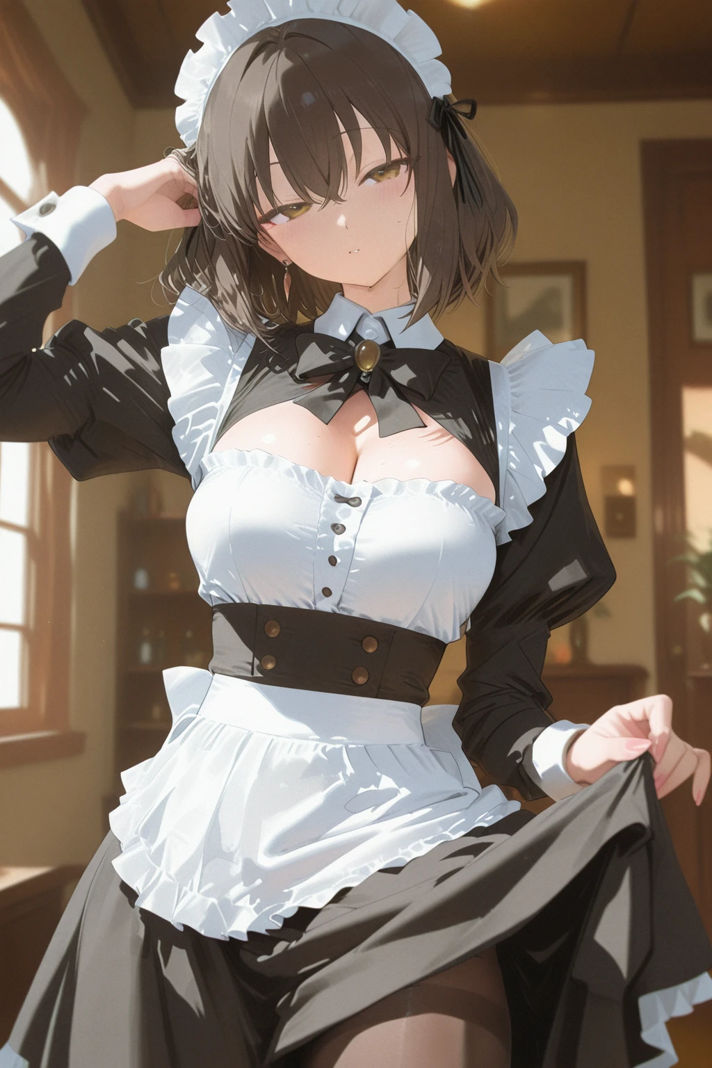 背中をビューアーに向けてBackwards、Looking back、Beautiful buttocksの接写、Backwards、Looking back、Beautiful buttocks、小さくて張りのあるBeautiful buttocks、Beautiful buttocksの接写、Big Breasts、1 female、Staring at the audience:1.5、Big Breasts、(Black Hair、Hair tied up)、(White lace sleeveless shirt、White collared button-front sleeveless shirt、White tight shirt、Micro mini skirt 30cm above the knee、Light gray pleated skirt、Light gray low rise skirt、Garnet Necklace、Large Breasts、Ample breasts)、Women's University、classroom、明るい陽射しのclassroom