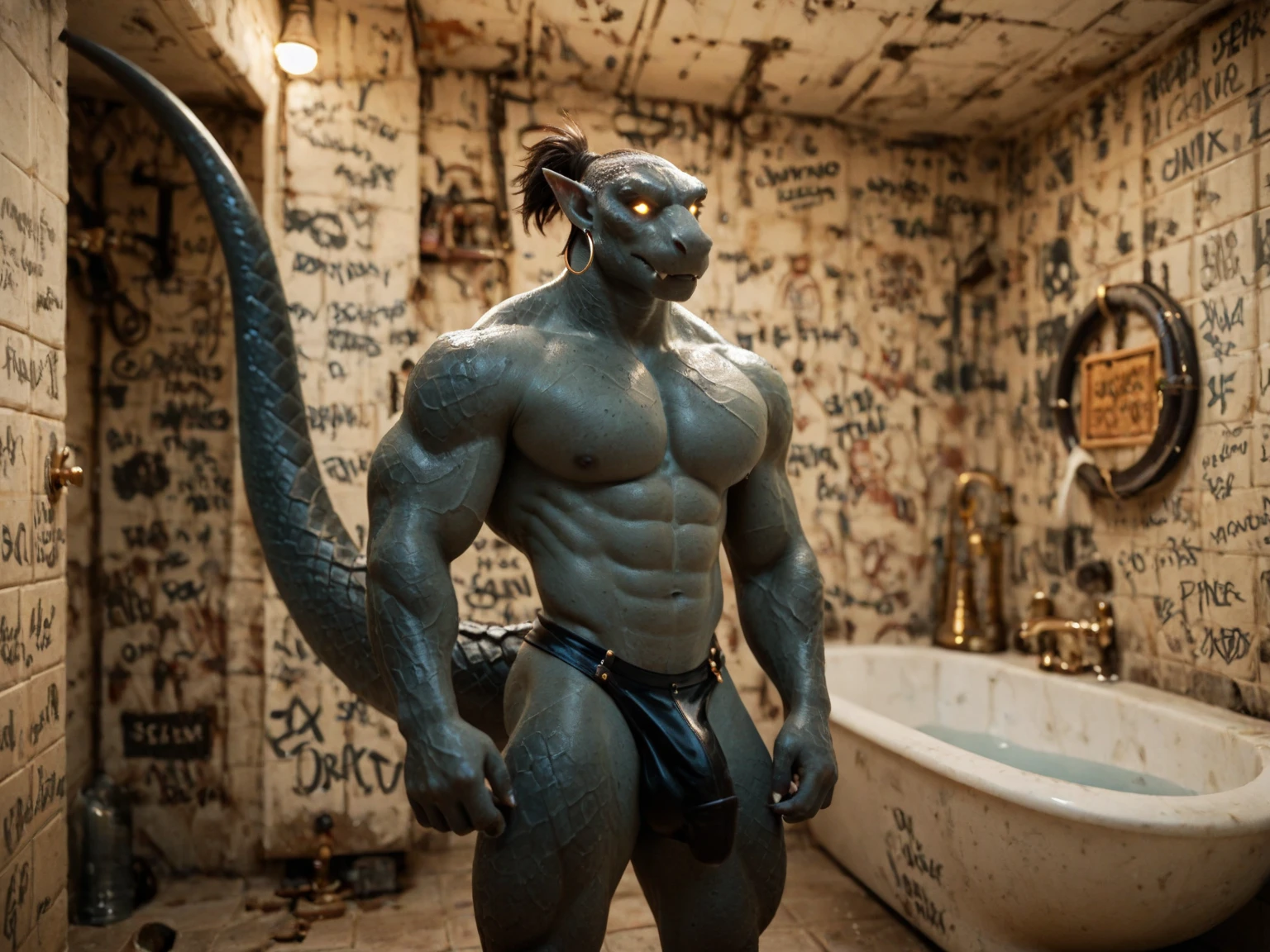 score_9, score_8_up, score_7_up, score_6_up, score_5_up, score_4_up, Beautiful Male anthro, heavy breathing, rating_explicit, mammal, dark hair, dark_blue fur, monster, werewolf, anthro, skull, skull head, solo, black sclera, areola, ball tuft, tail, balls, barazoku, bathroom, biceps, balls, muscles, penis, black nipples, bodily fluids, body hair, bone, deltoids, dripping, erection, foreskin, fur, genital fluids, genitals, happy trail, huge balls, huge muscles, huge penis, humanoid genitalia, humanoid penis, inside, male, long hair, muscular, muscular anthro, muscular male, neck tuft, nipples, nude, pecs, penis, precum, precum drip, precum string, pubes, gay stripper, stripclub, sweat, sweatdrop, tally marks, teeth, thick arms, thick penis, thick thighs, tuft, vein, veiny penis, smelling_penis, moist, liquid, spit, saliva, sweat, drooling, messy hair, disheveled, musky penis, black penis, penises of different sizes and colors, humanoid penis, equine penis, ((8 penis)), multiple anthros, group sex, penis on face, group sex, irrumatio, sleepy, facial, raw, perfect anatomy