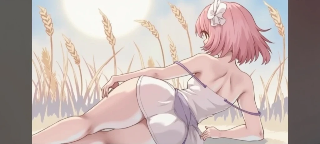 Software, (8K Photo, High resolution, Very detailed, (Full body photography), Very detailed, Perfect Anatomy, NSFW), (Night Sky, Wheat field), (Shion, Full nudity), (alone:1.0), (ponytail), Very detailed eyes, (smile), (Beautiful middle chest:1.6, Hard Breasts, of the nipple, Detailed, Areola, Detailed), (Wide hips:1.2), (is visible:1.6, Very precise and realistic),(All fours pose, With legs apart:1.5),