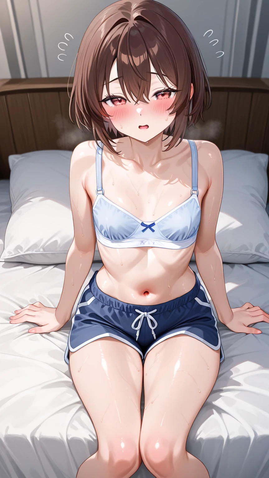 (((missionary position vaginal sex))),(((having vaginal sex))), (((two girls))),delicate and cute girls with brown hair,((white camisole and detailed race panties)),(((detailed race panties))),、16years、Super8K Ultra High Definition、Delicate texture、 Medium Hair、flat chest、,spreading her legs,exposed panties,nsfw,middle breast,(((in hotel))),(((lying down on the bed,spreading legs open wide with knees bent,creating the shape of the letter M))),(((detailed race white panties))),、),penis,penis insert(,showing armpit
