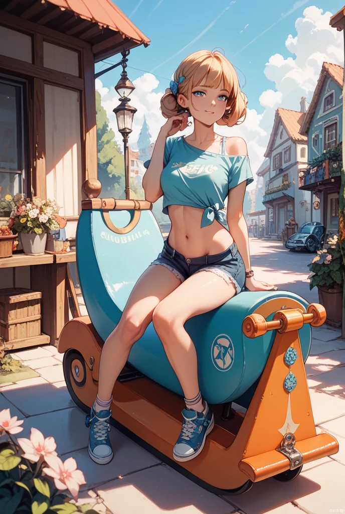 (slightly chubby waist: 1.7), wide hips, thick thighs, anatomically correct, (head to toe: 2.0), (full body image: 1.8), 1girl, solo, (string bikini 1.6), deviant art, masterpiece, highly detailed, brown eyes, detailed eyes, expressive detailed eyes, wide eyed, detailed pupils, blush, (tiny bikini:1.4), small breasts, ((nipping out:1.4)), lots of freckles, super textured detailed skin, entire body image, full body shot, professional photograph, (no jacket: 1.9), 360 view, bikini top only