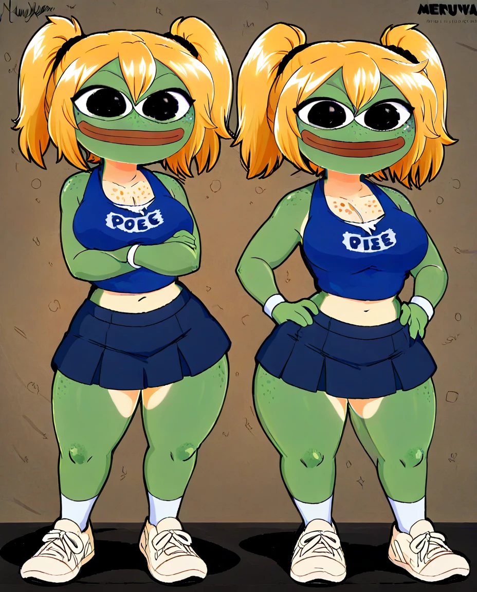 score_9, score_8_up, score_7_up, detailed background, 1girl, frog girl, green skin, frog head, large head, anthro, scalie, furry, fr0g head, amphibian, sexy,, <lora:3_pollyPlantarXL:1> p0lly, frog girl, wearing french beret, striped shirt, pink frilled skirt, tight leggings, white gloves, slender, skinny, petite girl, large eyes, standing, looking at viewer, happy, kind eyes, smile, kind smile, white sailor collar,,cleavage,white ribbon, 1930's toon city,
detailed background, multiple view angles, dynamic views, random poes, score_9, score_8_up, score_7_up, score_6_up, score_5_up, score_4_up, ultra realistic image, ultra detailed, neolight, (hips:1.3), natural lighting, detail++