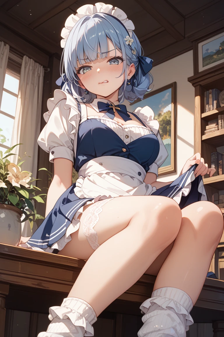 8K、masterpiece、Japanese、Woman wearing glasses、Neon(nod)、from the front、smile、Childish、Small breasts、See-through underwear、night、Bedroom、Show your underwear、mini skirt