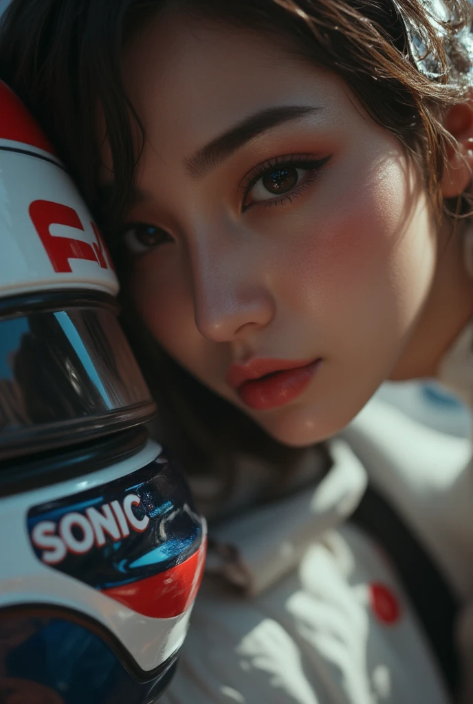 ＡＩBeauty、Racing Suit Prompt、Real Beauty、Racing Car、Racetrack、Racing Carの上に座る、Spread your legs、Face masks、Spread your legs、No bra、No underwear、Starry sky animal circle