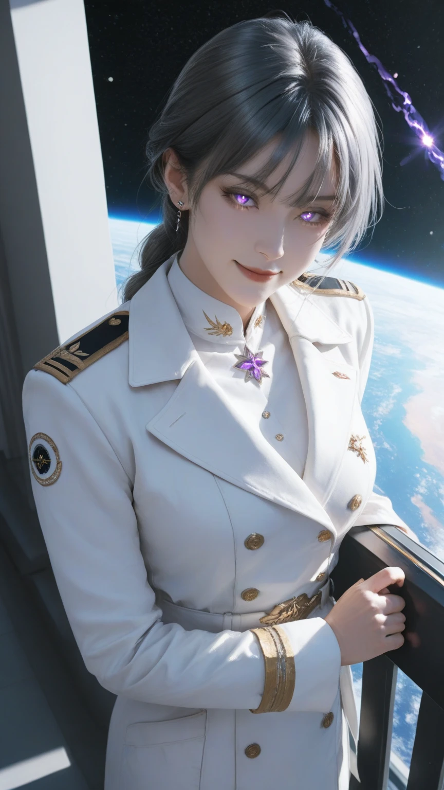 highest resolution, woman, posing, small size, black hair, double braided hairstyle, bang bang, green eyes, red glasses, in formal dress, uniform, white coat, sexy dress, make a dark face, warship, aircraft carrier, in the future, science fiction, warplane, space, war war, semi-realistic, realistically detailed, woman, small, black hair, short bob haircut,  bangs, black eyes, government clothes, uniform, white outerwear dress, red underwear, underwear, serious face, serious, air force, war, government agency, war, science fiction, space