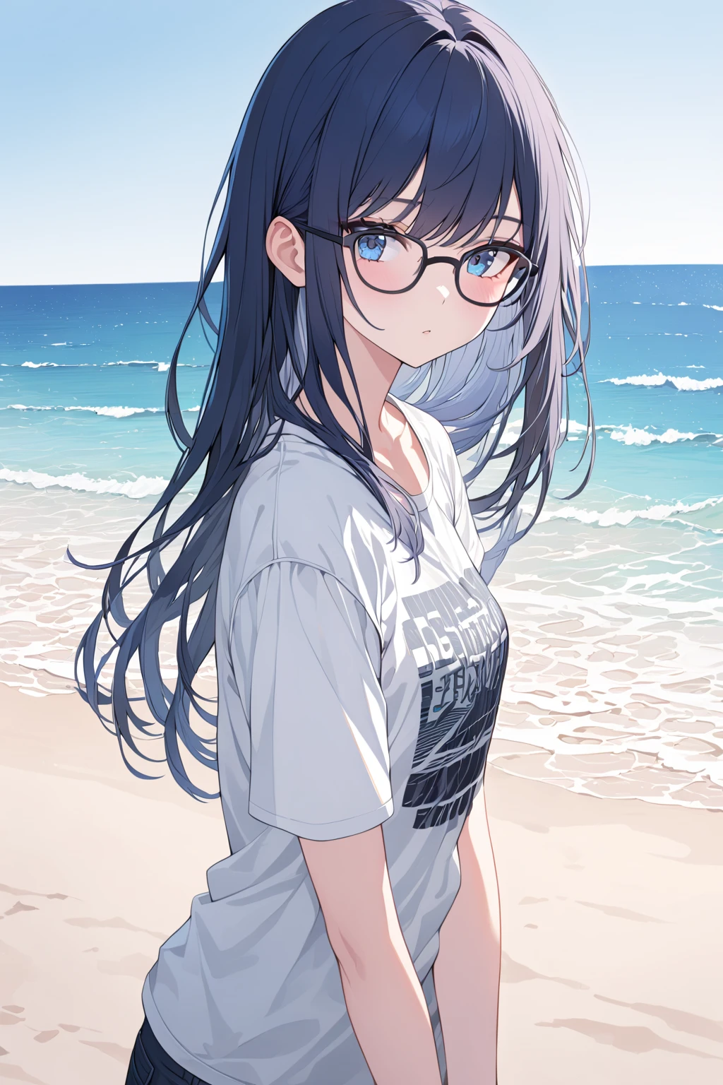 ((orgasm、blush:1.9)、Convulsions、Watery eye、Gym suit、(Navy shorts、Gym suitショートパンツ:1.3)、(Big red round glasses)、(Pee、Peeing:1.5)、Overflowing love juice)
