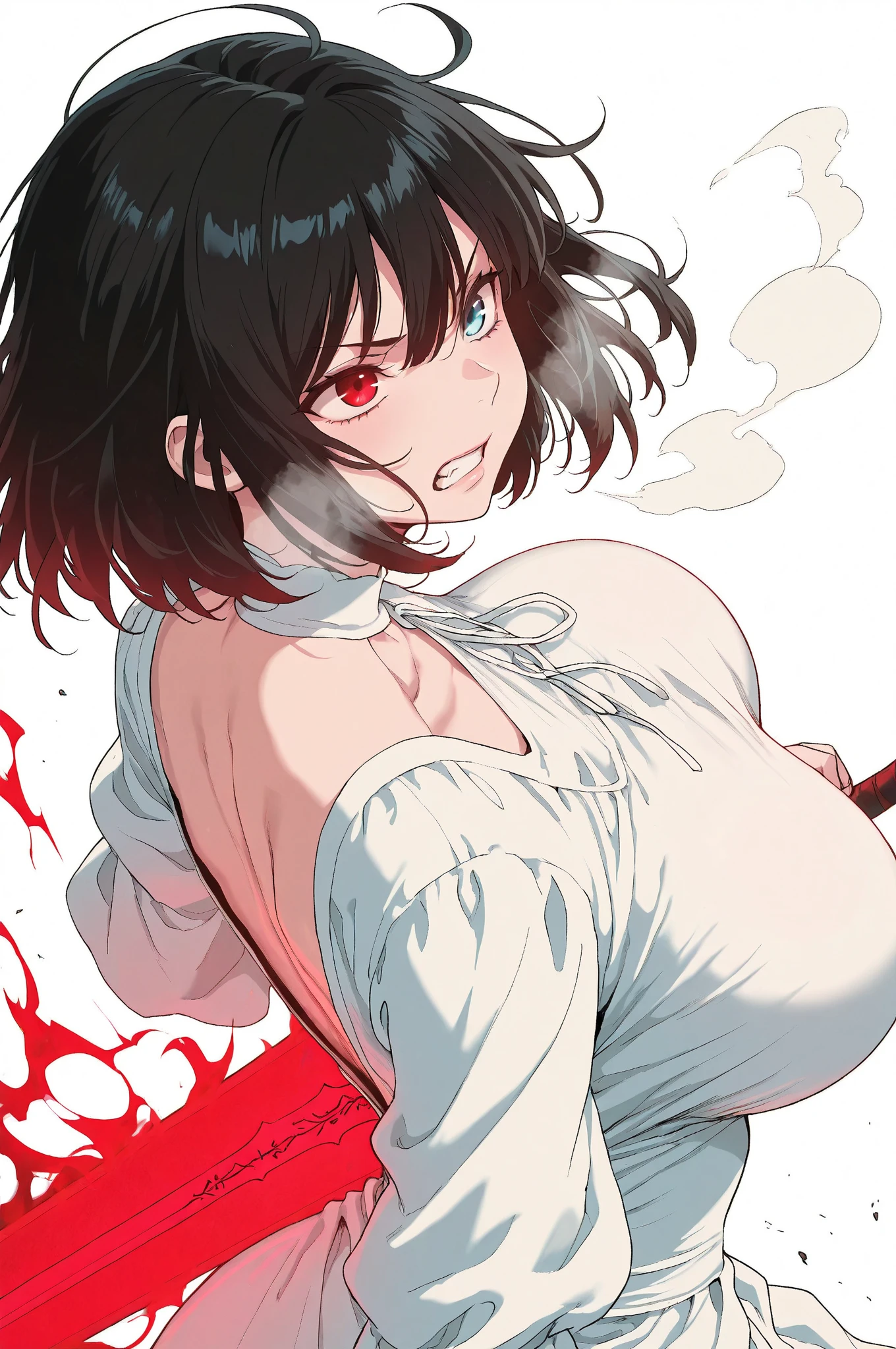 hiquality、16 K、(((NSFW)))、((((()))))、(((huge-breasted)))、((well-muscled))、(thick thight)、(Black hair)、 (Shorthair)、(Sweat)、((:o))、((nipple bulge))、((despairing))、((赤い leotard))、White Gloves、White socks below the knee、((Red Eyes、Put your hanDs behinD your heaD))、(Armpits)、 Dark room、((spreading legs))、((glares))、((restrained arms))