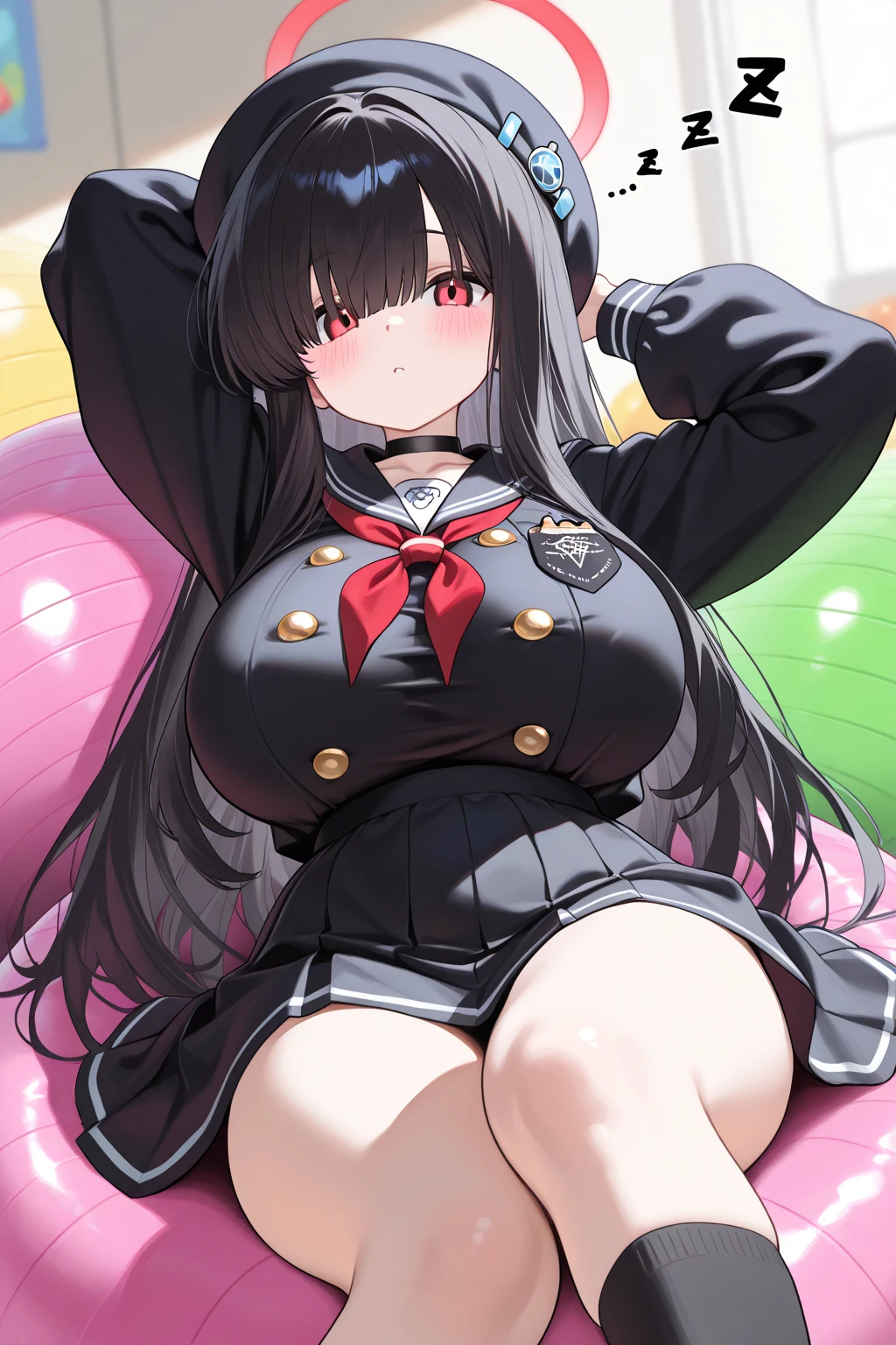 (masterpiece), (1 serious public discipline chairman: 1.3), (super thick and plump body: 1.3), (huge breasts and butt)), (small head: 1.2), (extremely small uniform)), (shiny skin: 1.2), (speech while crouching on the schoolyard morning stand))