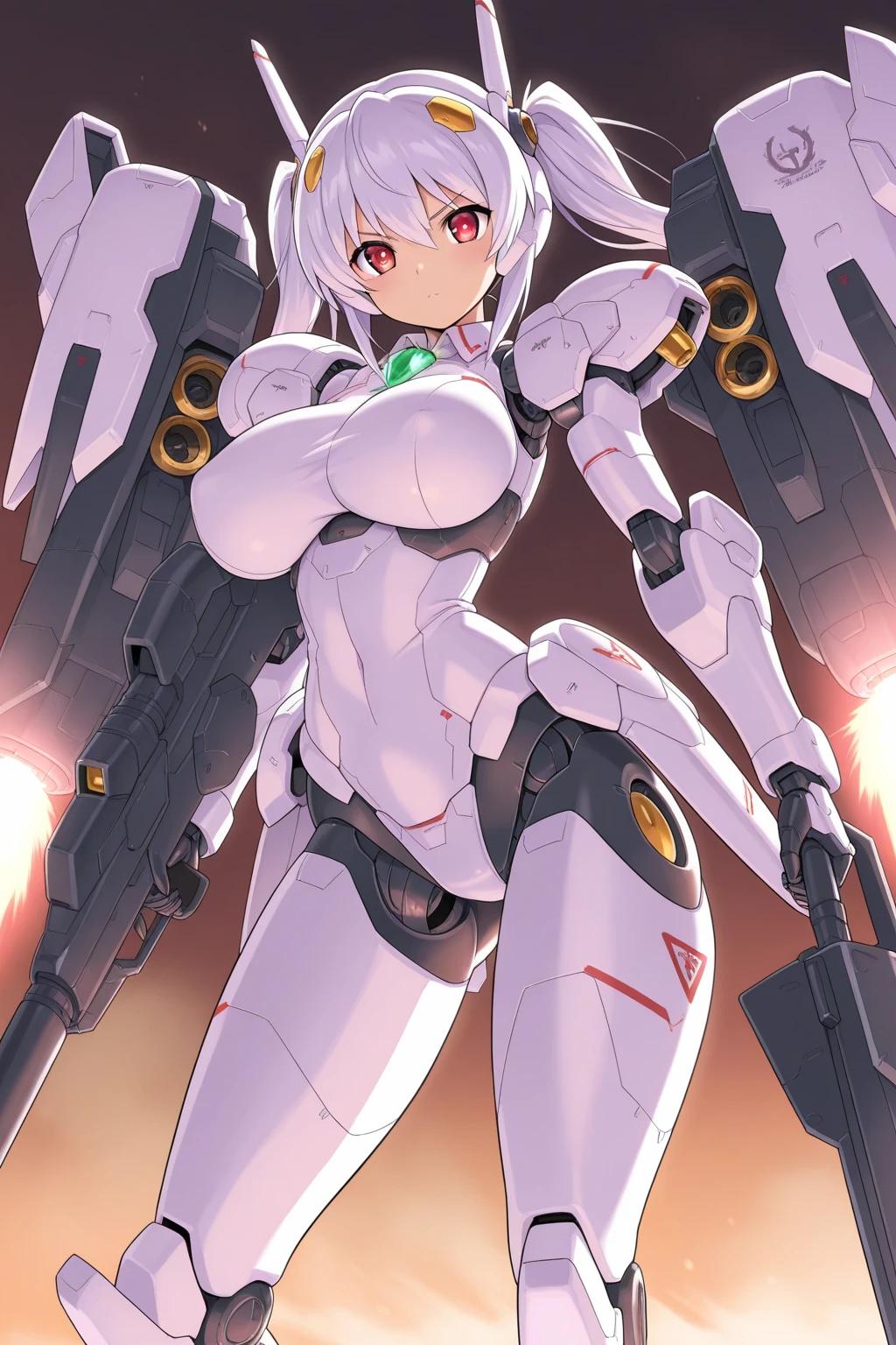 whole body,Standing posture, (Gray Hair,Bobcut,) (Super big breasts,,), (beautifully drawn face:1.2) (High leg leotard,Symphogear Suit,Sci-Fi Suit) Expressionless,(White background)