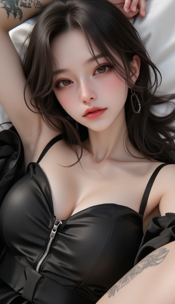 (best quality,ultra-detailed,photo-realistic:1.37),Bright and Vibrant colors,studio lighting,playful expression,stylish makeup,Police woman, pin up style uniform, ((translucent black sheer top )),Slim Figure, Medium BREAST, high fashioned, amazing cleavage, silver hair flowing in the wind,alluring eyes,glossy lips,sexy pose, smiling in a confident and seductive way, posing for a professional photoshoot, shallow depth of field, highlighting the main subject, soft natural lighting, creating a dreamy and magical atmosphere.