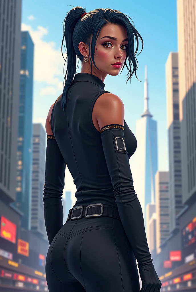 photo of S094_DakotaTyler, a stunning woman, on a (rooftop:1.05), wearing a (leather-jacket), leggings, (8k, RAW photo, depth of field, best quality, ultra high res:1.2), (absurdres, intricate, photorealistic, masterpiece, ultra-detailed, Unreal Engine:1.3)