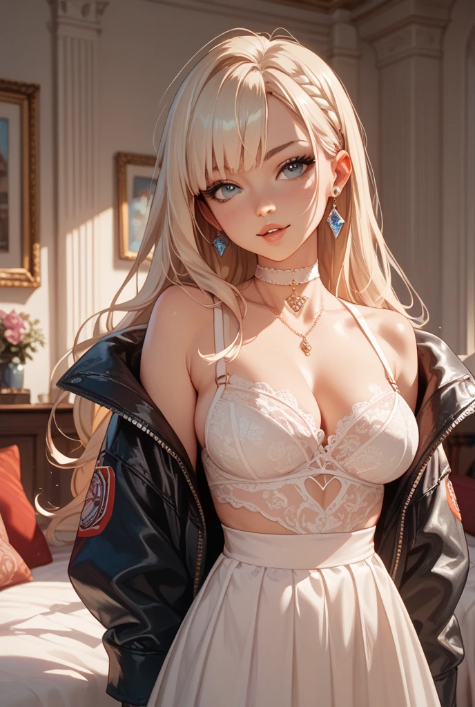 (Artwork of exceptional craftsmanship),(Detailed illustrations,(Very ideal anatomy),Very detailed and detailed drawing,Delicate lines with slow and rapid,(Realistic texture expression)),[Color tressed main line],[Strange bedroom background],[HENTAI ANIME] (JapaneseGirl (Beautiful shape) 15yo student [Luxury Girl] (cat ear ((plump)) (large chest with drooping,[wide areola]))),(Full body lingerie (Pure white corset) (Ribbon Ruffled Lace Fabric [lolita fashion])),[Realistic and glossy skin expression ([High humidity] (Soft body)),([sitting] [[boredom]] gravure),Transparency, soft ambient light,(Perfectly proportioned),(Fine and beautiful skin expression [realistic skin detail]),[Design built to the highest level,[Advanced structural understanding of materials],Ideal color coordination],(Intricate and beautiful decoration [Dense detail]),(More on shiny hair),[Perfect hand details [Beautiful Finger]],(Beautiful perfect face [Realistic face details]),[Clear gaze],[long and beautiful eyelashes],[Perfect eye details (Eyes beautifully drawn down to the smallest detail)],(detaileds,high-detail),([Precision Detail],[multi-layer texture],HighQuality,hight resolution),[(Accurate simulation of light-material interactions),Understanding Airflow,Mechanically correct representation],[Visual art that conveys a sense of narrative] [Full body like],[[Desaturation]].