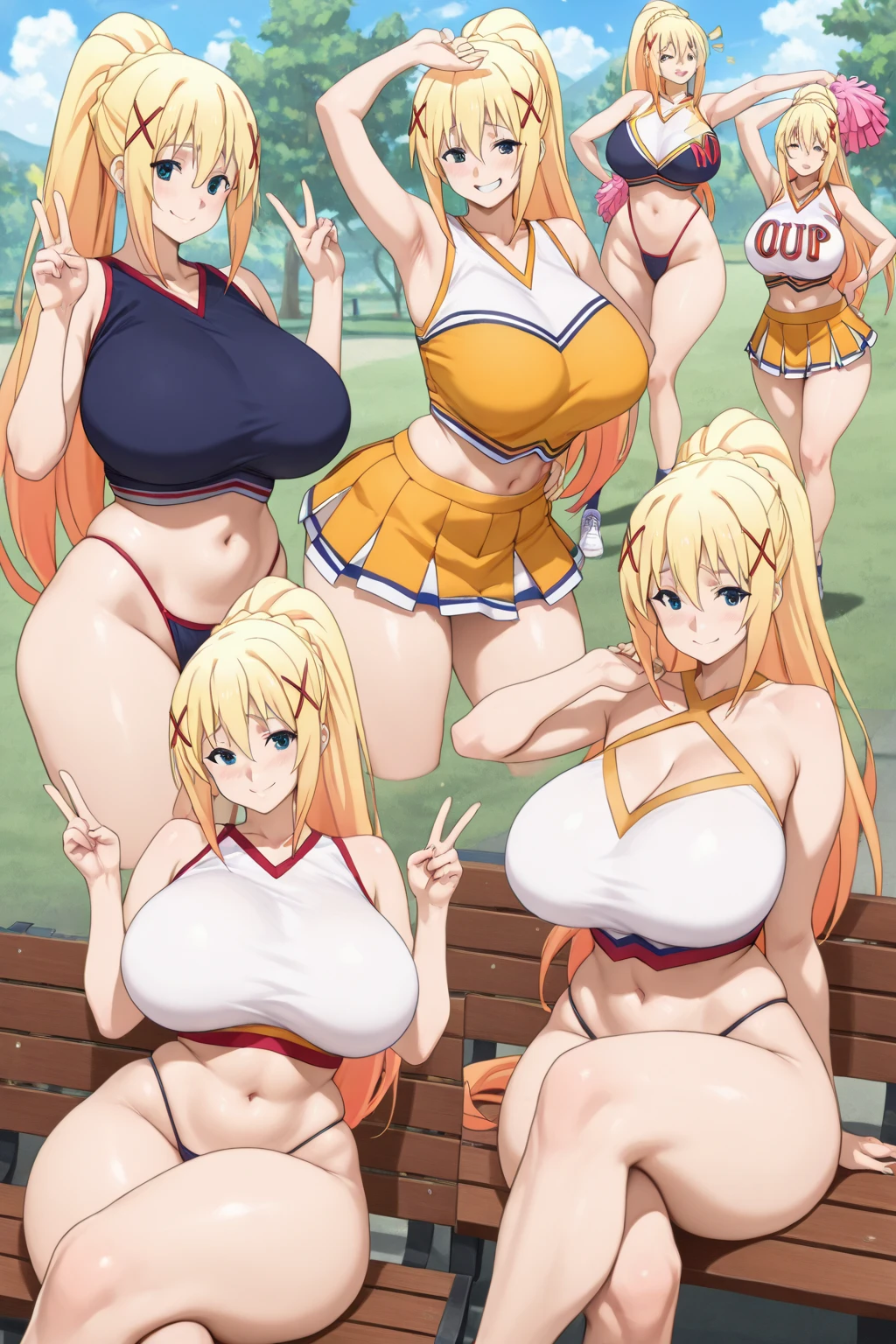 four girls, side by side, ((huge breasts)), small waist, abs, fitness, tanned skin,
smiling, happy, lingerie, bikini, colorful hair, wet body, sweat,
small house, tree, leaves, light blue sky, early morning, dream like,
award winning, good quality, best quality, highres, absurdres, 8k, 4k, masterpiece,