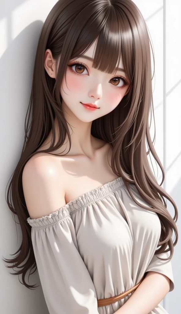 Perfect Face、Long Hair Hair Catalog whole body Asian cute Straight Hair beautiful Summer clothes