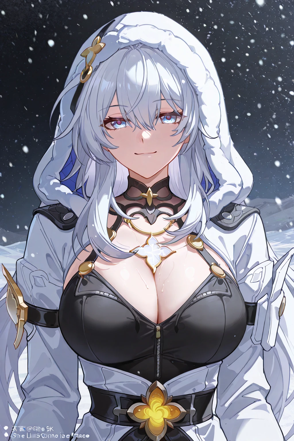 Masterpiece, standing straight symmetrical, full body female drow elf slave wearing an adventurer outfit, black blindfolded, (very purple skin) (((1 girl)),ray tracing,(dim lighting),[detailed background (bedroom)),((silver hair)),((silver hair)),(Fluffy silver hair, plump slender girl)) with high ponytail))))