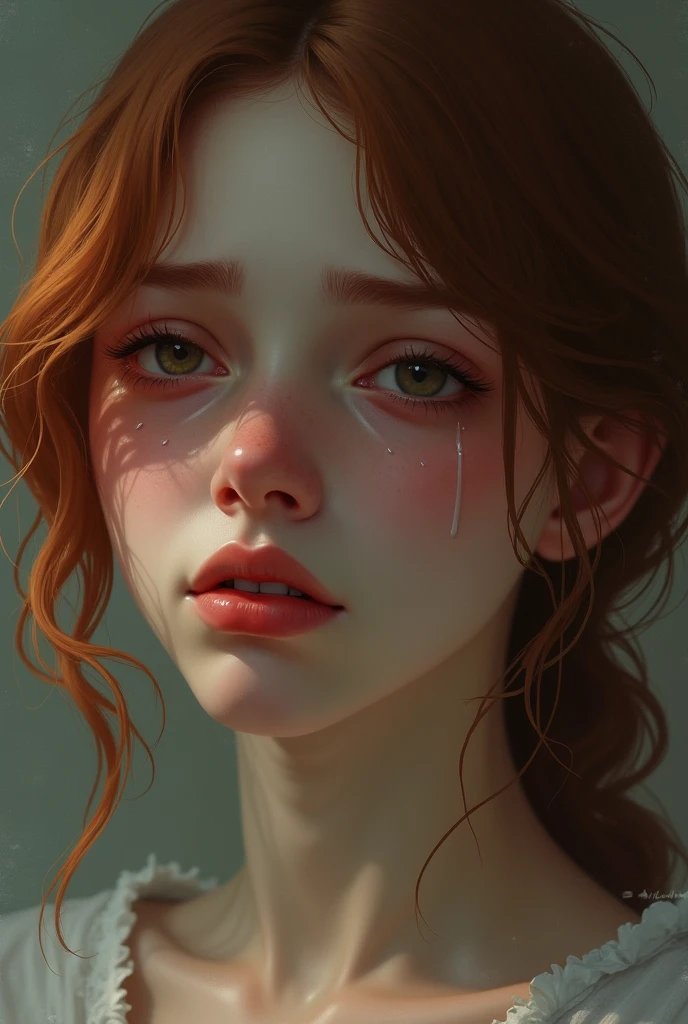 Head up, Close mouth, lips in kissing position , close eyes, face focus, wet skin, redhead, red hair, freckles, long straight hair, European youth, (detailed face:1.2), fashion photorealism, photography, sharpness, unique 850 4, koda850 k portrait camera, f1.6 lens, rich color, hyperrealistic texture, spectacular light texture, surreal art, Cinestil 800 fashion mechanism,