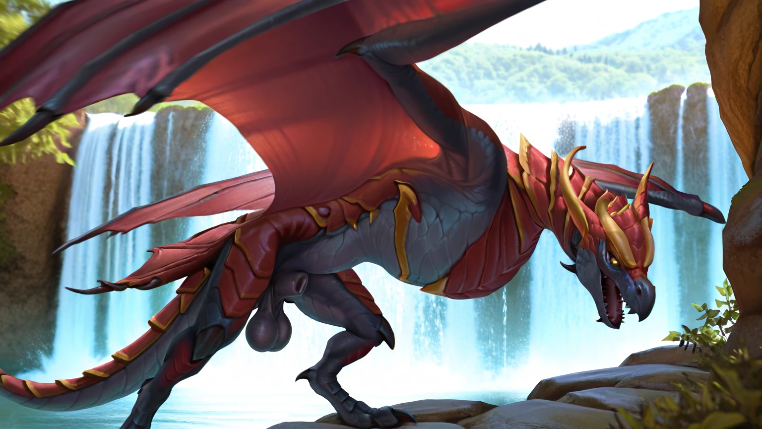 A large dragon with many spikes and sparkling scales all over its body flew up to the highest tower of the castle.. Soon, Behind the Walls, noise was heard from the flapping of its huge wings and gusts of heat. "That evil dragon again", - thought the princess and pulled the hem of her dress.. "Only his fucking was no longer there. sucks", - she said gritting her teeth and resolutely went out onto the small balcony of her tower.