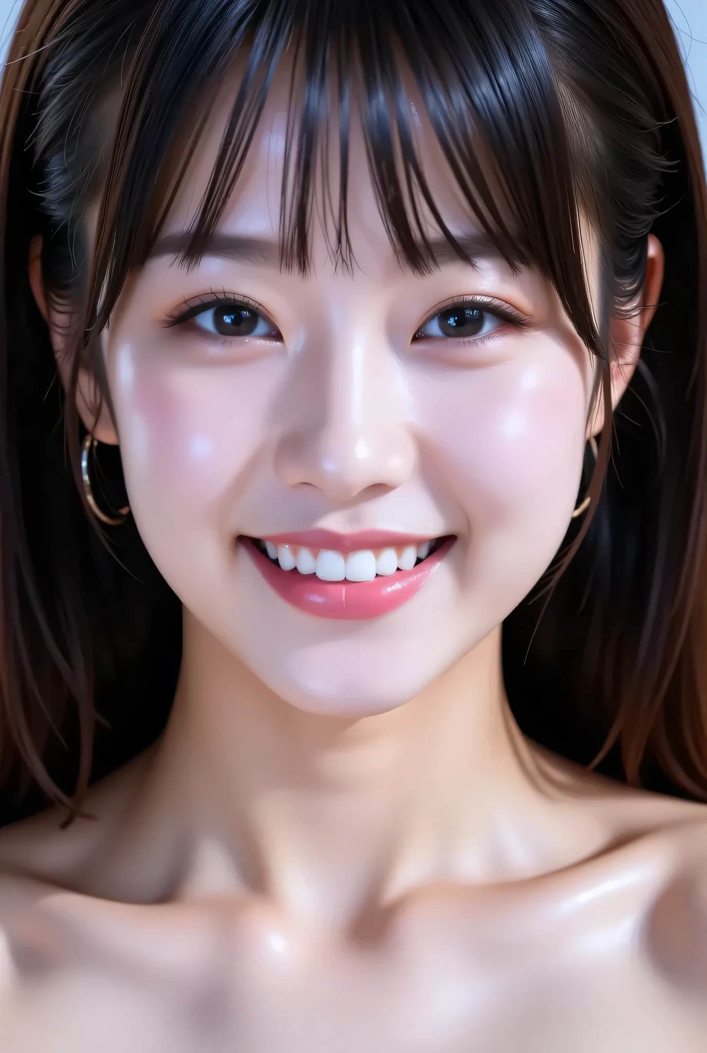 (top quality:1.4),(masterpiece:1.4),(realistic:1.4),(realistic:1.2),(超high res, オリジナルのPicture:1.4),(high res, Very Detailed:1.2),(8k:1.2),Picture,{黒髪の女性のPicture},{  what is her hairstyle？,[From the Lift your chest],[Lift your chest],{16 year old girl, {{{smiling face from the waist up}}}, {{Beautiful, radiant skin: Fair skin}}}, (Lift your chest:: slender body),(Lift your chest)- 
BREAK,{{{big nipples (red) big nipples}}: Areola {Pink} Areola}},
BREAK,limited face zoom in, beautiful face, Beautiful Eyes: big double eyelids: mascara:  dark circles under the eyes },,cute face,{stretch your chest}
