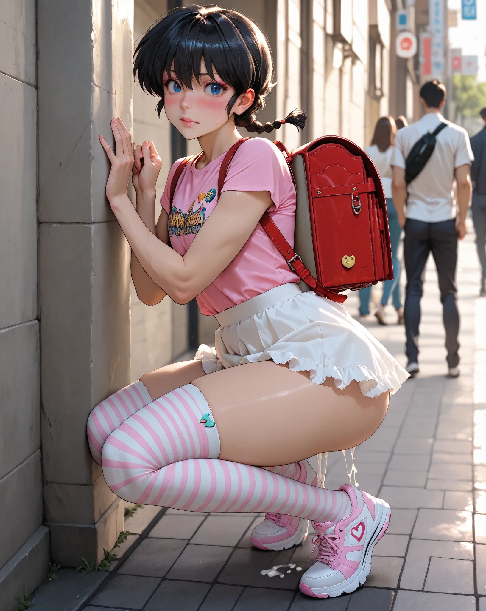 1girl,solo,outdoors,<lora:GoodHands-beta2:1>,(full body:1.3),<lora:0159 student_v1:0.9>,ruanyi0159,randoseru,gym uniform,hat,backpack,(squatting cowgirl position:1.2),(spread legs:1.1),, best quality,masterpiece,highres,official art,extremely detailed cg unity 8k wallpaper